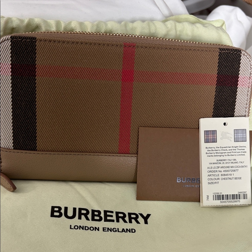 Burberry Beige and Red Men's Wallet